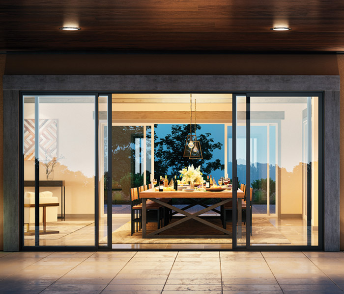 patio doors leading into beautiful dining room