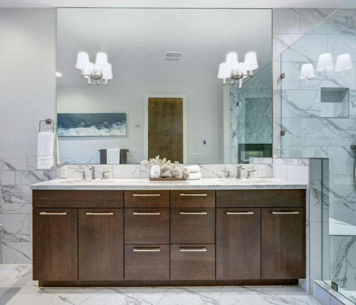 glass and mirror in bathroom